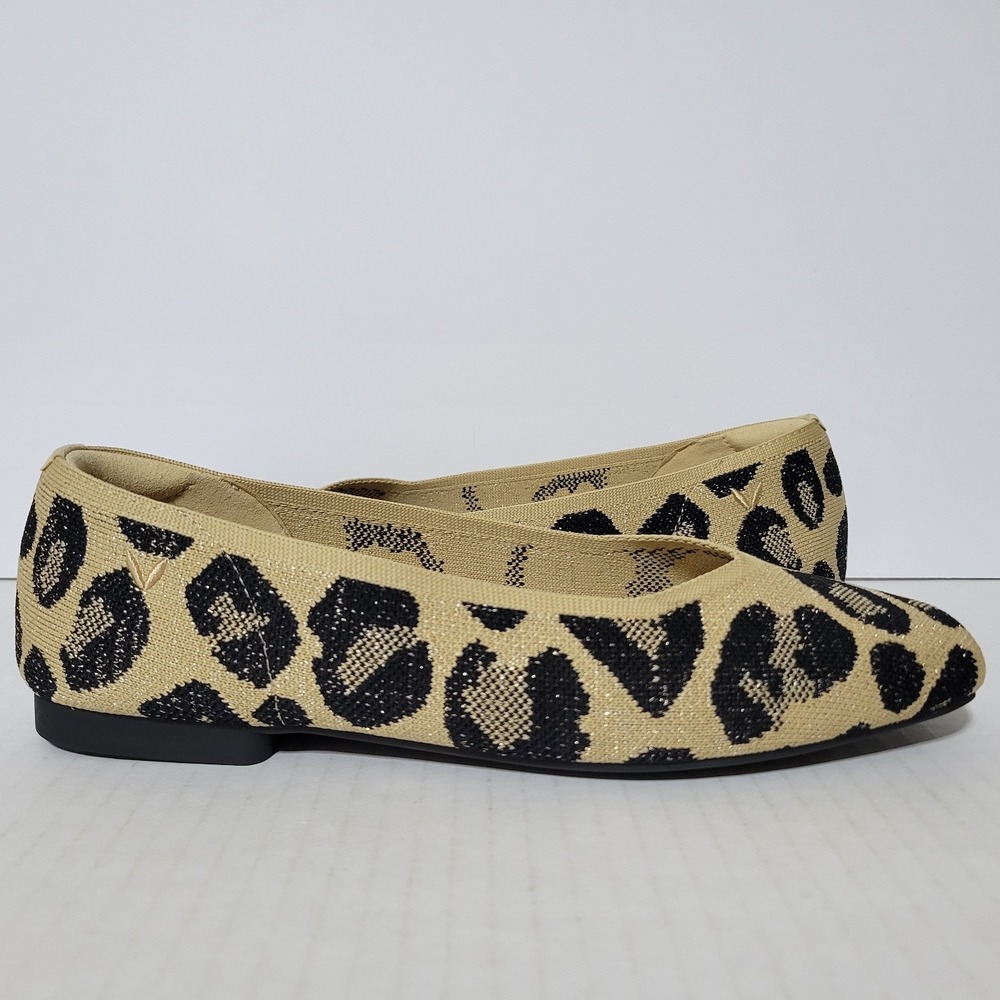 Vivaia Margot 2.0 Flats Leopard Knit EU 39 US 8 Square Toe Washable